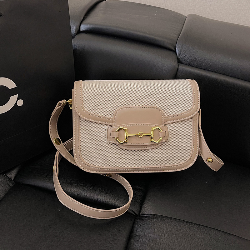 2026 New High-End Fashion Casual Shoulder Crossbody Bag for Women, Vintage Color Blocked Exquisite Saddle Bag