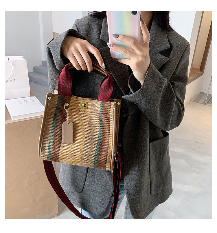 Female Hot Selling Cross-Border New Trendy Fabric Striped Handbag With High-End Texture And Light Luxury Crossbody Bag