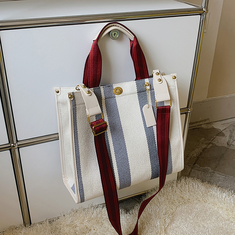 Female Hot Selling Cross-Border New Trendy Fabric Striped Handbag With High-End Texture And Light Luxury Crossbody Bag