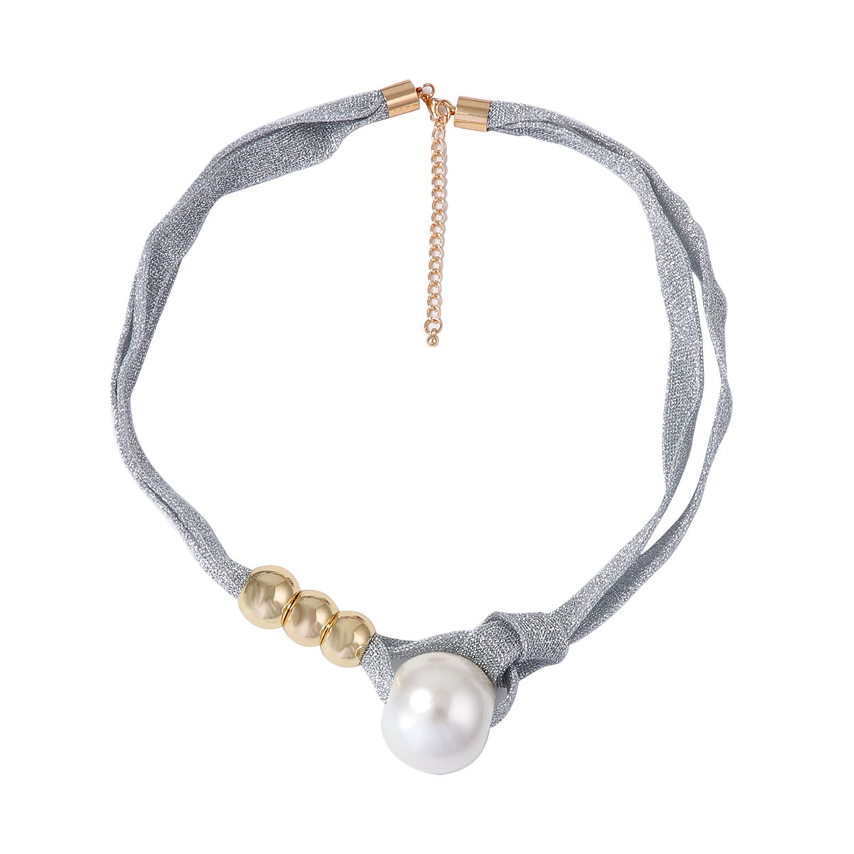 Cross Border Luxury High-End Design Pearl Pendant, High-End Gray Mesh Elegant Necklace For Women