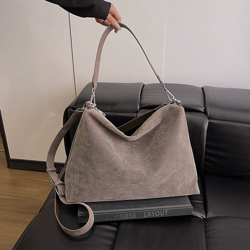 Women's New Suede Armpit Pillow Bag, Retro Frosted Casual Shoulder Crossbody Bag