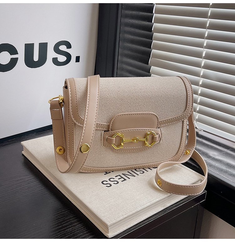 2026 New High-End Fashion Casual Shoulder Crossbody Bag for Women, Vintage Color Blocked Exquisite Saddle Bag