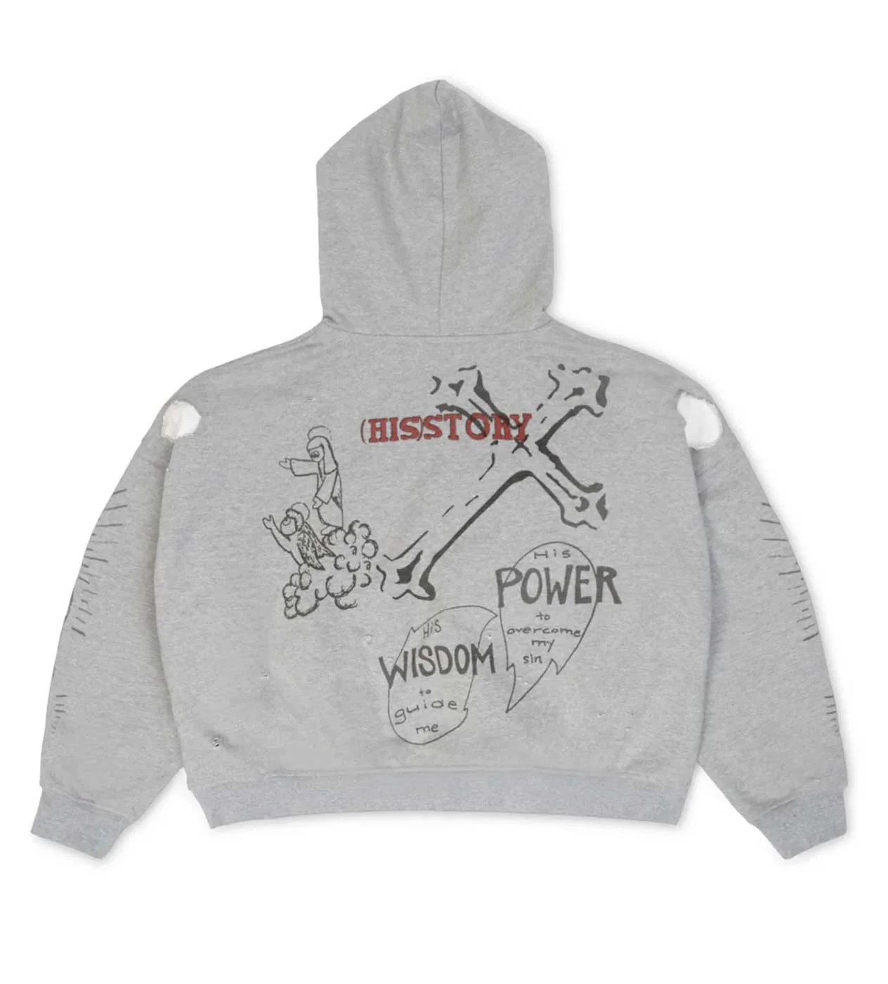 Righteous 3:16 Distressed Hoodie Grey