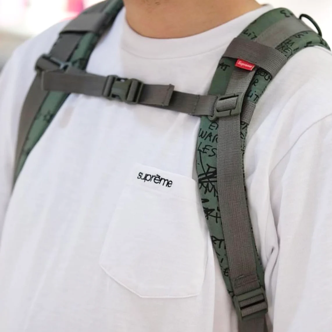 Supreme Embroidery Logo Pocket Tee White